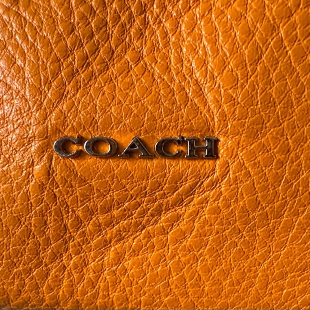 Coach Pebbled Leather Shoulder Bag in Bright Orange with Gold Hardware - Picture 7 of 12